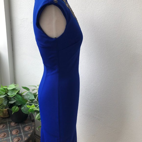 Little Mistress Royal Blue Sleeveless Jeweled Cocktail Pencil Dress Size 6 NEW - Picture 5 of 12